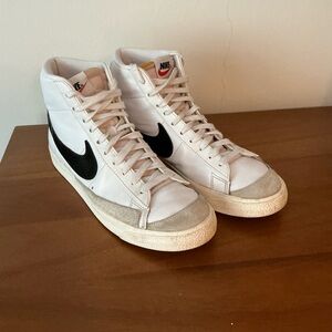 Nike High-Top Sneakers in White and Black with Cream Accents
